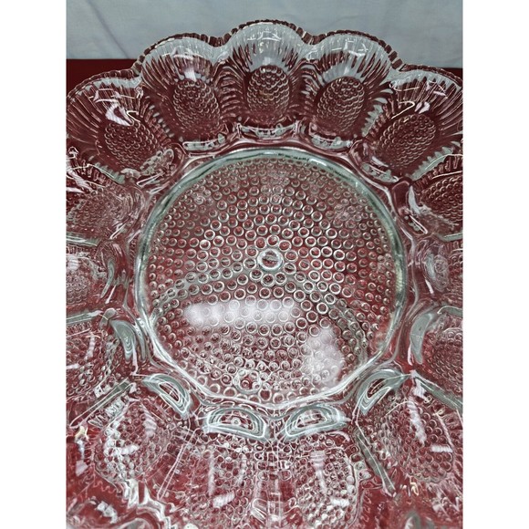 Deviled Egg Relish Platter Set Round Serving Tray 11" Hobnail VTG Indiana Glass - Picture 6 of 15
